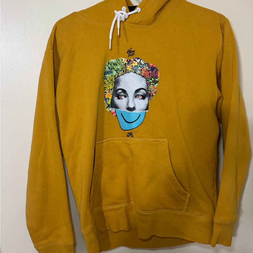 Nike Yellow Graphic Hoodie with Face Design